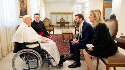 Before his demise, Pope Francis met with U.S. Vice President JD Vance on Easter Sunday at the Vatican, April 20, 2025. Vatican Media/­Handout via REUTERS ATTENTION EDITORS - THIS IMAGE WAS PROVIDED BY A THIRD PARTY. TPX IMAGES OF THE DAY (via REUTERS)