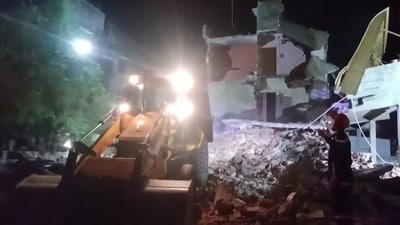 The incident occurred at the Suryakiran Building having six flats, said police. (Screengrab from video posted on X by @PTI_News)