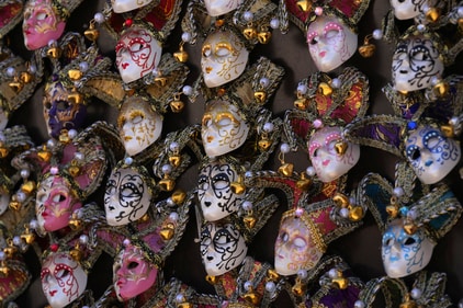Carnival masks on sale during the Venetian historical carnival in St. Mark's Square, Venice, Italy, Saturday, Feb. 15, 2025. (AP Photo/Antonio Calanni) (AP) Carnival masks on sale during the Venetian historical carnival in St. Mark's Square, Venice, Italy, Saturday, Feb. 15, 2025. (AP Photo/Antonio Calanni) (AP)