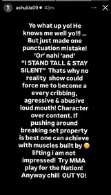A screengrab of Abhinav Shukla's Instagram stories. A screengrab of Abhinav Shukla's Instagram stories.