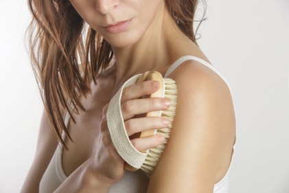 Body brushing includes brushing the dry skin. (Shutterstock) Body brushing includes brushing the dry skin. (Shutterstock)