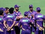 Kolkata Knight Riders (KKR) mentor Dwayne Bravo, centre, interacts with players during a training session in Kolkata. Kolkata Knight Riders (KKR) mentor Dwayne Bravo, centre, interacts with players during a training session in Kolkata.