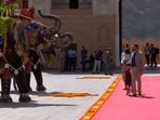 US Vice President JD Vance visits the Amber Fort in Jaipur with his family on Tuesday morning.