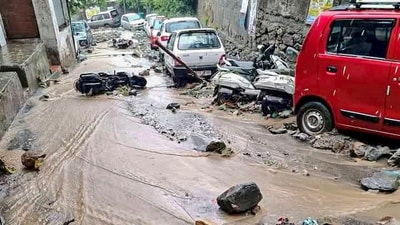 View of a street following a cloudburst that triggered landslides and flash floods, in Ramban on Sunday. (ANI) View of a street following a cloudburst that triggered landslides and flash floods, in Ramban on Sunday. (ANI)