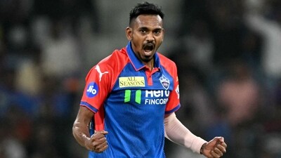 Delhi Capitals' Dushmantha Chameera got Markram with a fuller delivery, which he tried to slash but found the only fielder stationed at deep cover. (AFP) Delhi Capitals' Dushmantha Chameera got Markram with a fuller delivery, which he tried to slash but found the only fielder stationed at deep cover. (AFP)