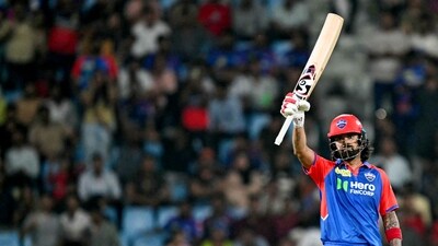 Delhi Capitals' KL Rahul, who spent three seasons with Lucknow, returned to his former home and reduced the crowd to silence with his record-shattering 57* and sent DC level on points with Gujarat Titans on 12 points each. (AFP) Delhi Capitals' KL Rahul, who spent three seasons with Lucknow, returned to his former home and reduced the crowd to silence with his record-shattering 57* and sent DC level on points with Gujarat Titans on 12 points each. (AFP)