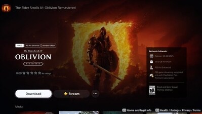 Elder Scrolls 4: Oblivion Remastered is available on PS5 (X) Elder Scrolls 4: Oblivion Remastered is available on PS5 (X)
