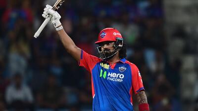 KLRahul scored an unbeaten 57 off 42 as Delhi Capitals defeated Lucknow Super Giants by eight wickets. (Deepak Gupta / Hindustan Times)