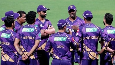Kolkata Knight Riders (KKR) mentor Dwayne Bravo, centre, interacts with players during a training session in Kolkata. (PTI) Kolkata Knight Riders (KKR) mentor Dwayne Bravo, centre, interacts with players during a training session in Kolkata. (PTI)