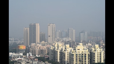 Noida, India- February 05, 2024: A view of high-Rise building in Noida. The Uttar Pradesh government on Tuesday announced that it has approved the lift act with an aim to regulate the maintenance and operations of escalators and lifts in all kinds of buildings including housing complexes and shopping malls etc. The lift act demand was a longstanding one, in Noida, India, on Monday, February 05, 2024. (Photo by Sunil Ghosh / Hindustan Times) Noida, India- February 05, 2024: A view of high-Rise building in Noida. The Uttar Pradesh government on Tuesday announced that it has approved the lift act with an aim to regulate the maintenance and operations of escalators and lifts in all kinds of buildings including housing complexes and shopping malls etc. The lift act demand was a longstanding one, in Noida, India, on Monday, February 05, 2024. (Photo by Sunil Ghosh / Hindustan Times)