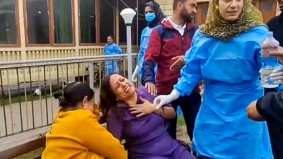 At least 12 tourists were injured and several are feared dead in a terrorist attack in Pahalgam in Anantnag district of Jammu and Kashmir. (PTI) At least 12 tourists were injured and several are feared dead in a terrorist attack in Pahalgam in Anantnag district of Jammu and Kashmir. (PTI)