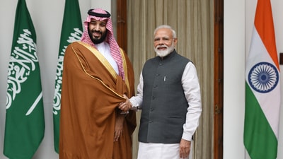 Prime Minister Narendra Modi with Saudi Arabia's Crown Prince Mohammed bin Salman Al Saud in 2019. () (Raj K Raj/HT photo) Prime Minister Narendra Modi with Saudi Arabia's Crown Prince Mohammed bin Salman Al Saud in 2019. () (Raj K Raj/HT photo)