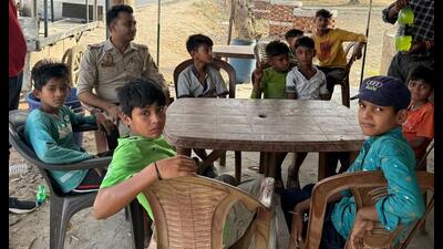 Quick-thinking school kids dialled emergency services after spotting fire near farms in Lucknow on Tuesday (Sourced)