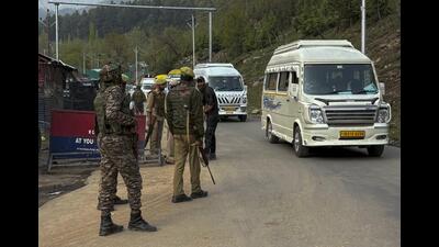 The Pahalgam terror strike has come at a time when the Srinagar-Jammu national highway - the key road connecting the Valley to the rest of the country - is blocked at Ramban due to landslides, for the next two to three days. (HT Photo) The Pahalgam terror strike has come at a time when the Srinagar-Jammu national highway - the key road connecting the Valley to the rest of the country - is blocked at Ramban due to landslides, for the next two to three days. (HT Photo)