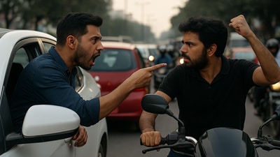 Everyday, Bengaluru reports atleast one or two road rage incidents, according to police. (Representational image generated using AI. ) Everyday, Bengaluru reports atleast one or two road rage incidents, according to police. (Representational image generated using AI. )
