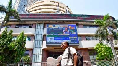 A man walks past the Bombay Stock Exchange (BSE) building, in Mumbai, Tuesday, April 8, 2025. (PTI)