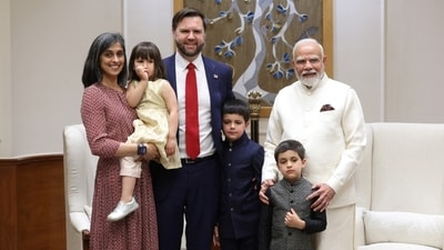 Usha Vance, JD Vance and their children meet PM Modi. (Reuters) Usha Vance, JD Vance and their children meet PM Modi. (Reuters)
