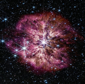 A rarely seen prelude to a Supernova shows a super-bright, massive Wolf-Rayet star in a composite image taken by the James Webb Telescope and released by NASA (NASA/ESA via REUTERS)