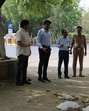 On Monday, during a surprise check, untreated sewage from Lotus Panache in Sector 110 was found overflowing onto the service road (HT Photos) On Monday, during a surprise check, untreated sewage from Lotus Panache in Sector 110 was found overflowing onto the service road (HT Photos)
