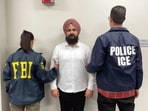 Harpreet Singh, an alleged gangster, after being arrested by the FBI and ERO, in Sacramento, California, USA. (@FBISacramento on X via PTI Photo) 