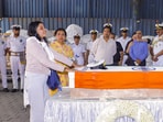 Indian Navy Lt. Vinay Narwal's wife breaks down while paying tribute to her husband after his mortal remains were brought at the cargo terminal of IGI Airport, in New Delhi, Wednesday, April 23, 2025. Narwal was killed in the Tuesday's Pahalgam terror attack. Indian Navy Lt. Vinay Narwal's wife breaks down while paying tribute to her husband after his mortal remains were brought at the cargo terminal of IGI Airport, in New Delhi, Wednesday, April 23, 2025. Narwal was killed in the Tuesday's Pahalgam terror attack.