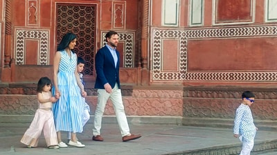 Agra, Apr 23 (ANI): United States Vice President JD Vance, along with Second Lady Usha Vance and their children, visits the Taj Mahal, in Agra on Wednesday. (ANI Photo) (ANI-X) Agra, Apr 23 (ANI): United States Vice President JD Vance, along with Second Lady Usha Vance and their children, visits the Taj Mahal, in Agra on Wednesday. (ANI Photo) (ANI-X)