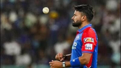 Delhi Capitals' Mukesh Kumar during the match against Lucknow Super Giants. (PTI) Delhi Capitals' Mukesh Kumar during the match against Lucknow Super Giants. (PTI)