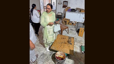 Health department officials during the inspection at the unit in Industrial Area, Ludhiana, on Wednesday. (HT Photo)