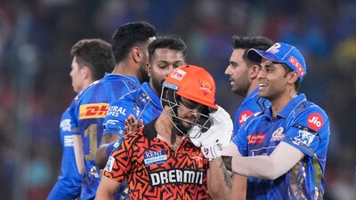 Ishan Kishan walks off the field after losing his wicket during IPL match between Sunrisers Hyderabad and Mumbai Indians at Rajiv Gandhi International Cricket Stadium (AP) Ishan Kishan walks off the field after losing his wicket during IPL match between Sunrisers Hyderabad and Mumbai Indians at Rajiv Gandhi International Cricket Stadium (AP)