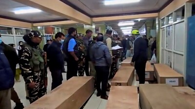 Mortal remains of Pahalgam terrorist attack victims being identified at a hospital morgue in Srinagar. (PTI)