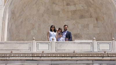 Agra: US Vice President JD Vance with wife Usha and their three children, sons Ewan and Vivek and daughter Mirabel, during a visit to the Taj Mahal, in Agra, Uttar Pradesh, Wednesday, April 23, 2025. (PTI Photo) (PTI04_23_2025_000155B) (PTI) Agra: US Vice President JD Vance with wife Usha and their three children, sons Ewan and Vivek and daughter Mirabel, during a visit to the Taj Mahal, in Agra, Uttar Pradesh, Wednesday, April 23, 2025. (PTI Photo) (PTI04_23_2025_000155B) (PTI)