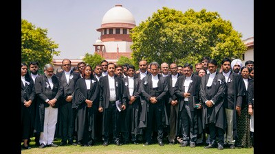Supreme Court lawyers on Wednesday observe a moment of silence for the lives lost in the Pahalgam terror attack. (PTI) Supreme Court lawyers on Wednesday observe a moment of silence for the lives lost in the Pahalgam terror attack. (PTI)
