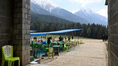 The site where the terror attack took place in Pahalgam on Tuesday. (AFP Photo) The site where the terror attack took place in Pahalgam on Tuesday. (AFP Photo)