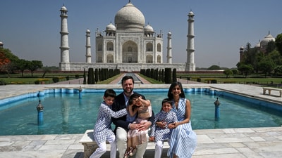 U.S. Vice President JD Vance and the Second Family visit the Taj Mahal, in Agra, India April 23, 2025. Kenny Holston/Pool via REUTERS (via REUTERS)