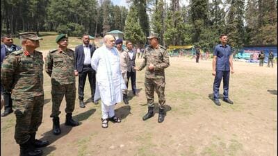 Union home minister Amit Shah visiting the site of Tuesday’s Pahalgam terror attack in south Kashmir’s Anantnag district on Wednesday. (X)