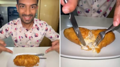 Dasaraj Centhamil Tarun, a food vlogger, was astonished by the ₹3,500 price tag of a crab omelette at Bangkok's Raan Jay Fai. (Instagram/@dct_eats) Dasaraj Centhamil Tarun, a food vlogger, was astonished by the ₹3,500 price tag of a crab omelette at Bangkok's Raan Jay Fai. (Instagram/@dct_eats)