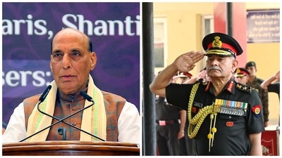 L: Defence minister Rajnath Singh | R: Chief of Army Staff (COAS) General Upendra Dwivedi (PTI and ANI) L: Defence minister Rajnath Singh | R: Chief of Army Staff (COAS) General Upendra Dwivedi (PTI and ANI)