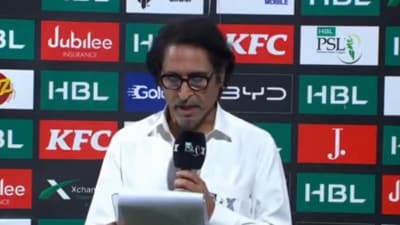 Ramiz Raja during the post-match presentation (X) Ramiz Raja during the post-match presentation (X)