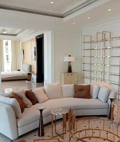 In Isha Ambani’s home, a stunning gold-accented centre table adds a touch of glam to the elegant living space. (BCCL) In Isha Ambani’s home, a stunning gold-accented centre table adds a touch of glam to the elegant living space. (BCCL)