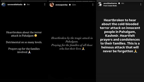 Ranveer Allahbadia, Ananya Panday, Anushka Sharma condemn Pahalgam terror attack Ranveer Allahbadia, Ananya Panday, Anushka Sharma condemn Pahalgam terror attack