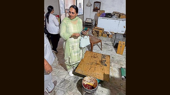 Health department officials during the inspection at the unit in Industrial Area, Ludhiana, on Wednesday. (HT Photo)