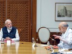 Prime Minister Narendra Modi and Union Home Minister Amit Shah during a meeting of Cabinet Committee on Security (CCS), in New Delhi on Wednesday. (ANI Photo)