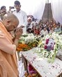 Uttar Pradesh chief minister Yogi Adityanath on Wednesday paid tribute to Shubham Dwivedi, a 30-year-old Kanpur resident who was among the 26 tourists killed in the terrorist attack in Pahalgam (PTI) Uttar Pradesh chief minister Yogi Adityanath on Wednesday paid tribute to Shubham Dwivedi, a 30-year-old Kanpur resident who was among the 26 tourists killed in the terrorist attack in Pahalgam (PTI)