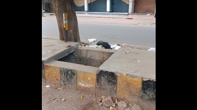 A drain without a cover (HT Photo) A drain without a cover (HT Photo)
