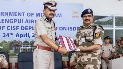 A formal induction ceremony was held at the airport, where Mizoram director general of police (DGP) Anil Shukla handed over the CISF flag to the airport’s chief airport security officer, marking the transition A formal induction ceremony was held at the airport, where Mizoram director general of police (DGP) Anil Shukla handed over the CISF flag to the airport’s chief airport security officer, marking the transition