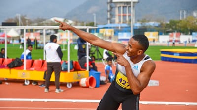 Odisha's sprinter Animesh Kujur celebrates (ANI) Odisha's sprinter Animesh Kujur celebrates (ANI)