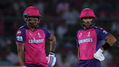 2025 Rajasthan Royals' Shimron Hetmyer and Dhruv Jurel look on (REUTERS)
