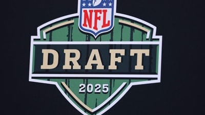 A general view of the Draft logo is seen prior to the first round of the 2025 NFL Draft at Lambeau Field on April 24, 2025 in Green Bay, Wisconsin. (Getty Images via AFP) A general view of the Draft logo is seen prior to the first round of the 2025 NFL Draft at Lambeau Field on April 24, 2025 in Green Bay, Wisconsin. (Getty Images via AFP)