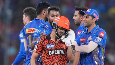 Ishan Kishan walks off the field after losing his wicket during IPL match between Sunrisers Hyderabad and Mumbai Indians (AP) Ishan Kishan walks off the field after losing his wicket during IPL match between Sunrisers Hyderabad and Mumbai Indians (AP)