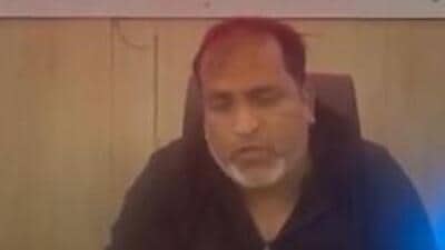 Lalit Sharma allegedly threatened to ‘deal’ with any Kashmiri Muslim in Dehradun who did not heed his warning to leave the state. (Screengrab) Lalit Sharma allegedly threatened to ‘deal’ with any Kashmiri Muslim in Dehradun who did not heed his warning to leave the state. (Screengrab)
